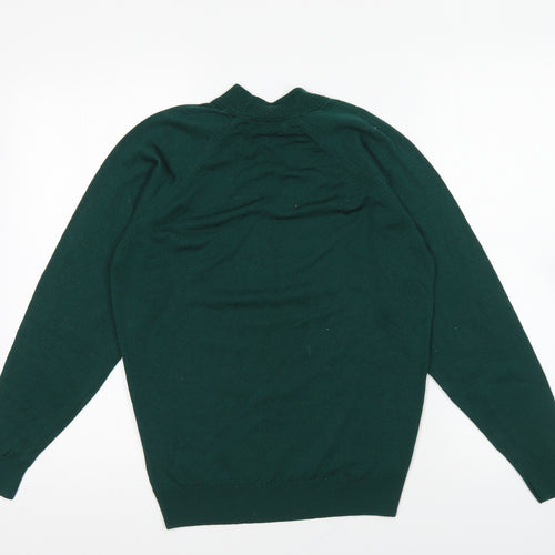 Hodgson Of Scotland Womens Green Round Neck Wool Pullover Jumper Size 8