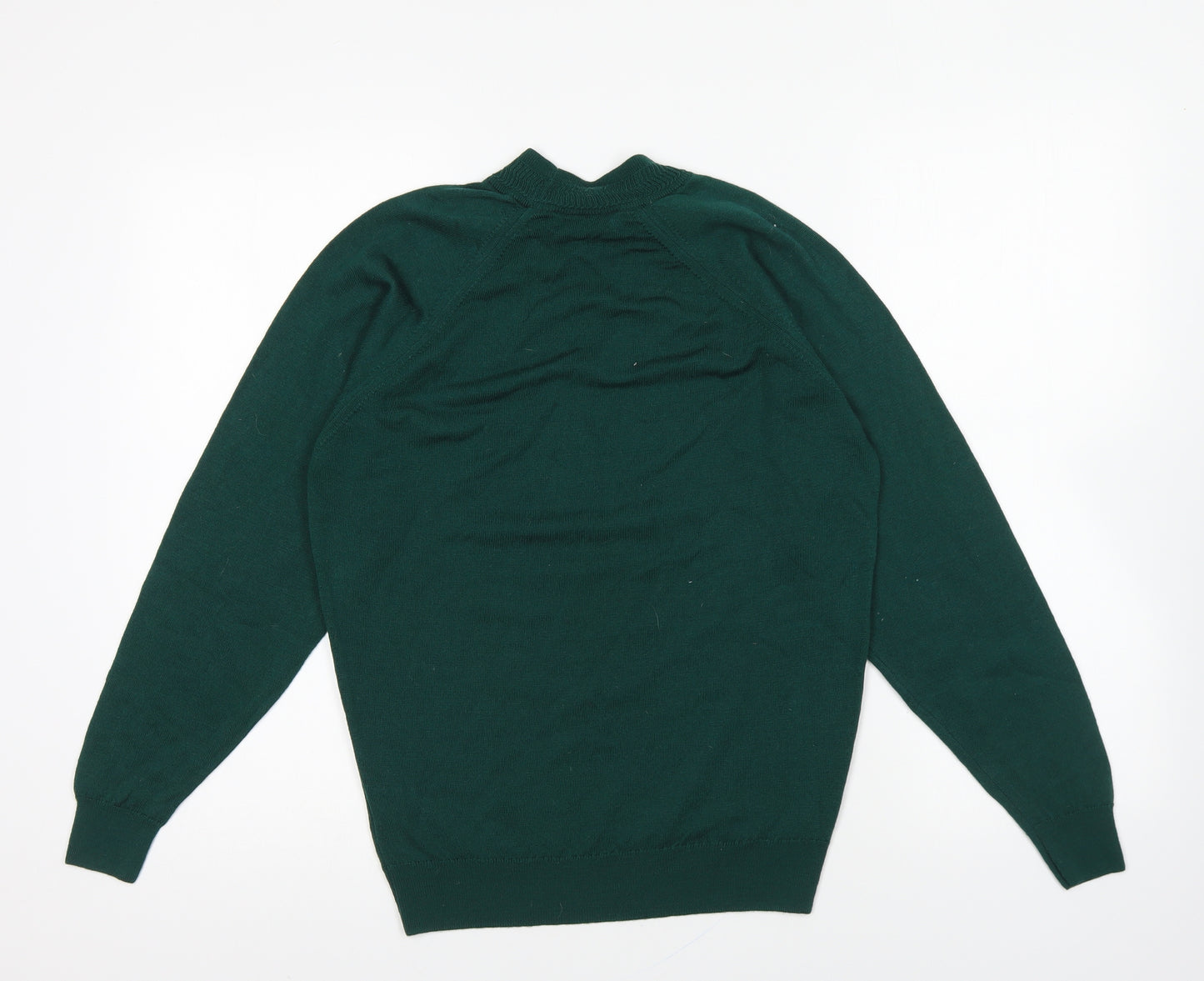 Hodgson Of Scotland Womens Green Round Neck Wool Pullover Jumper Size 8