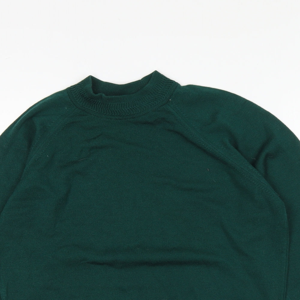 Hodgson Of Scotland Womens Green Round Neck Wool Pullover Jumper Size 8
