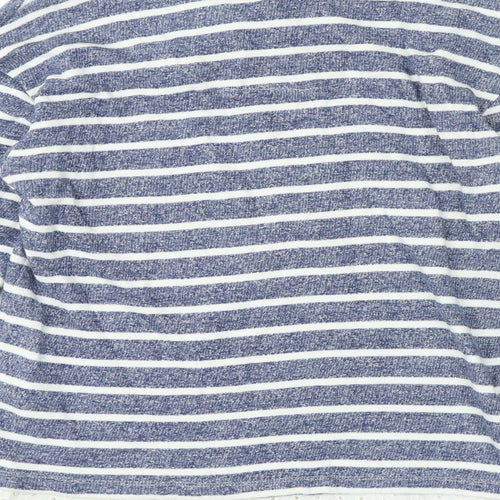 Per Una Womens Blue Collared Striped 100% Cotton Pullover Jumper Size 10