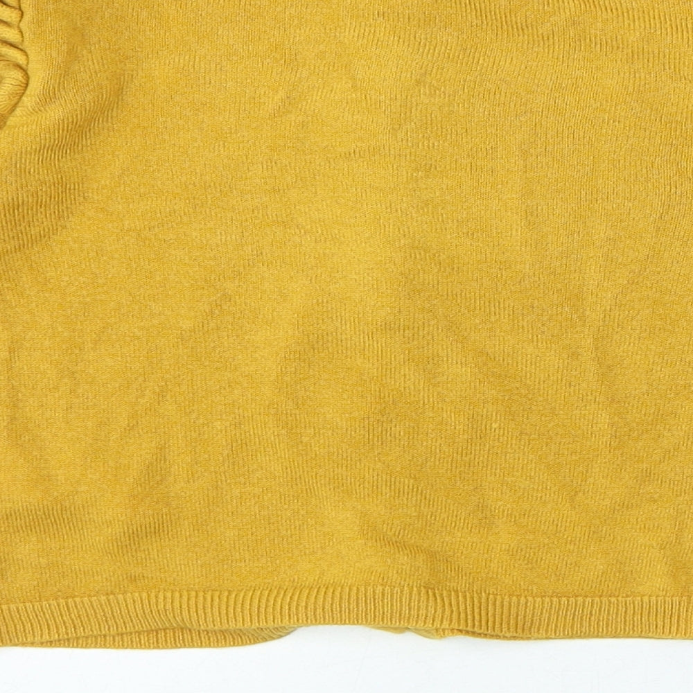 Primark Girls Yellow Crew Neck Acrylic Cardigan Jumper Size 4-5 Years Button - Frills