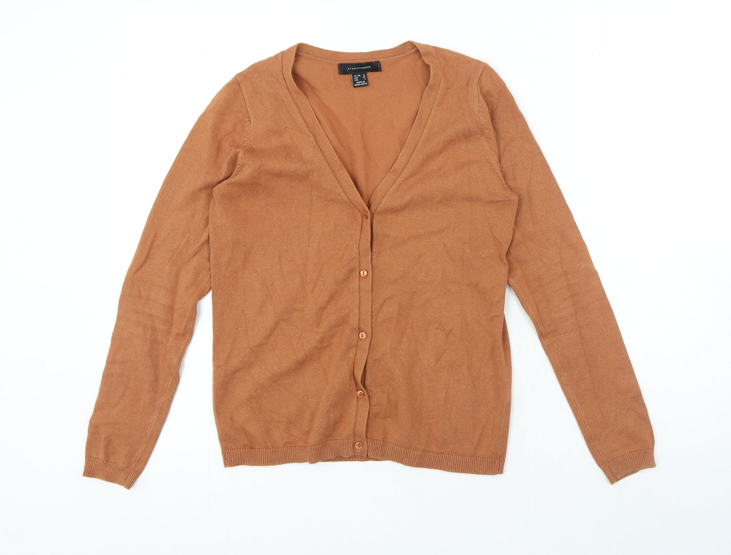 Atmosphere Womens Orange V-Neck Polyester Cardigan Jumper Size 12