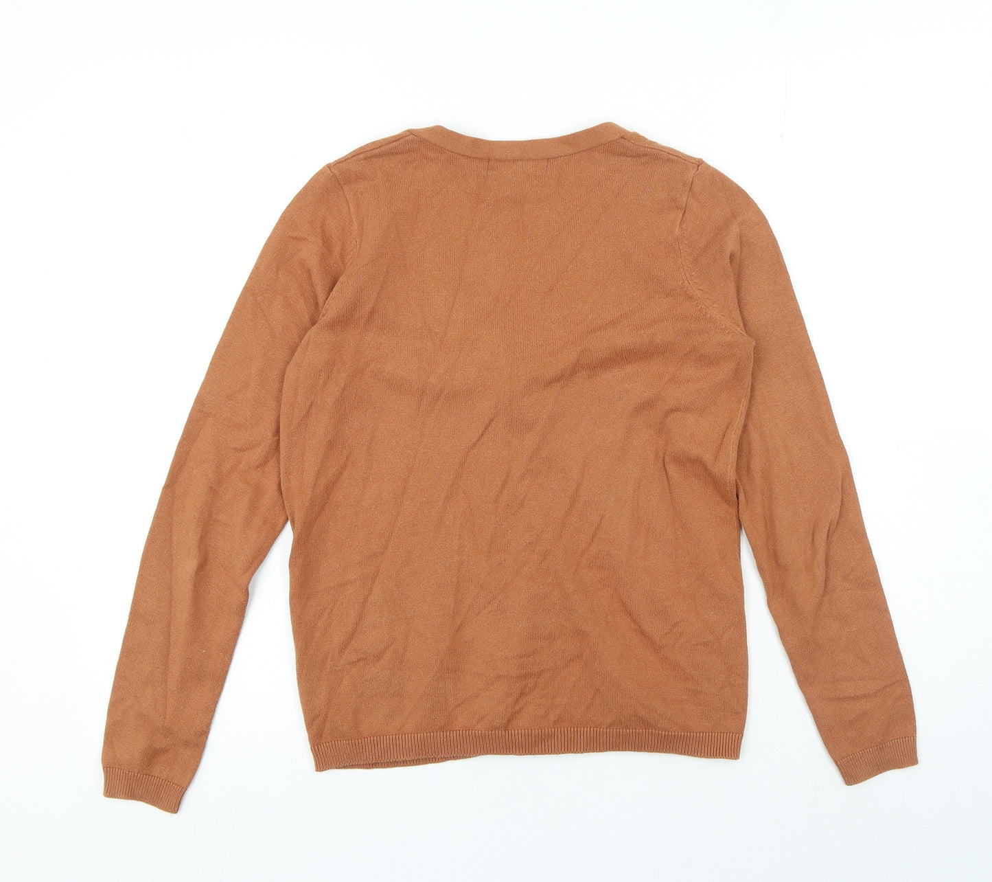 Atmosphere Womens Orange V-Neck Polyester Cardigan Jumper Size 12