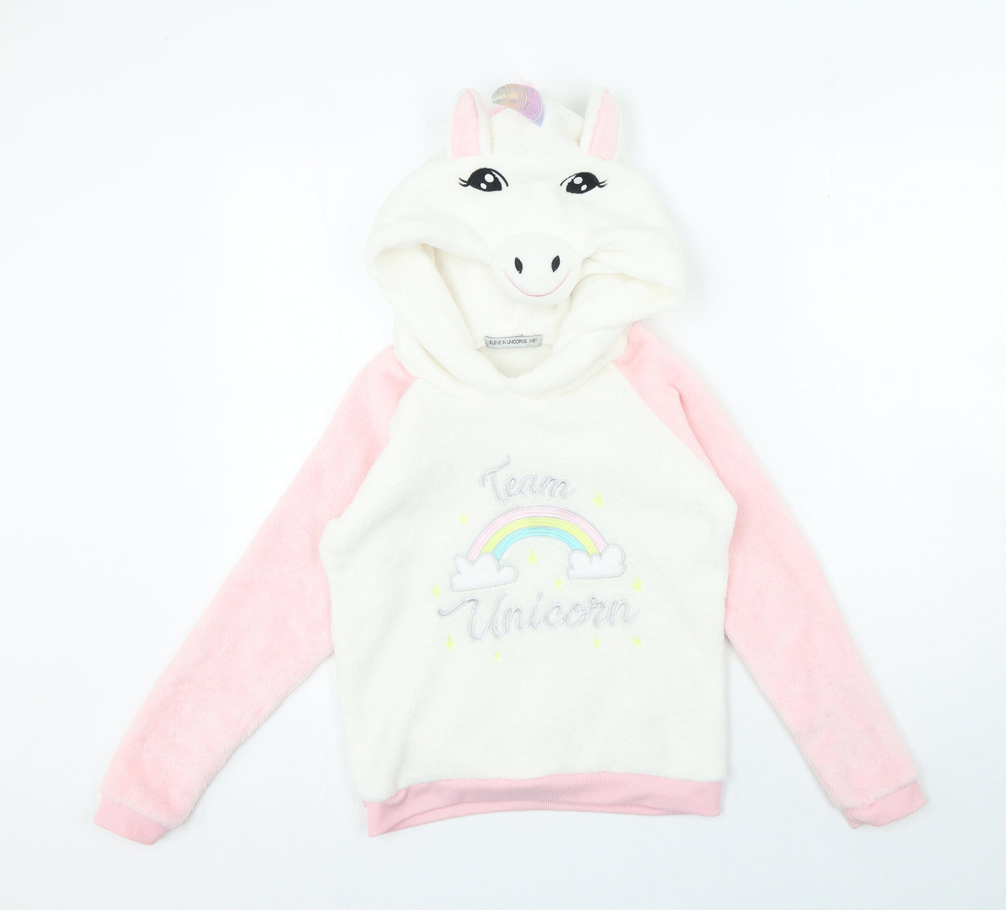 I believe in unicorns Girls Pink Colourblock Polyester Top Pyjama Top Size 11-12 Years - Unicorn