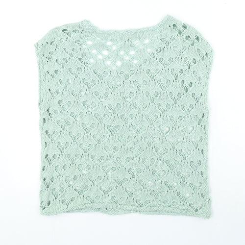 NEXT Womens Green Polyester Basic T-Shirt Size S Round Neck - Open Knit