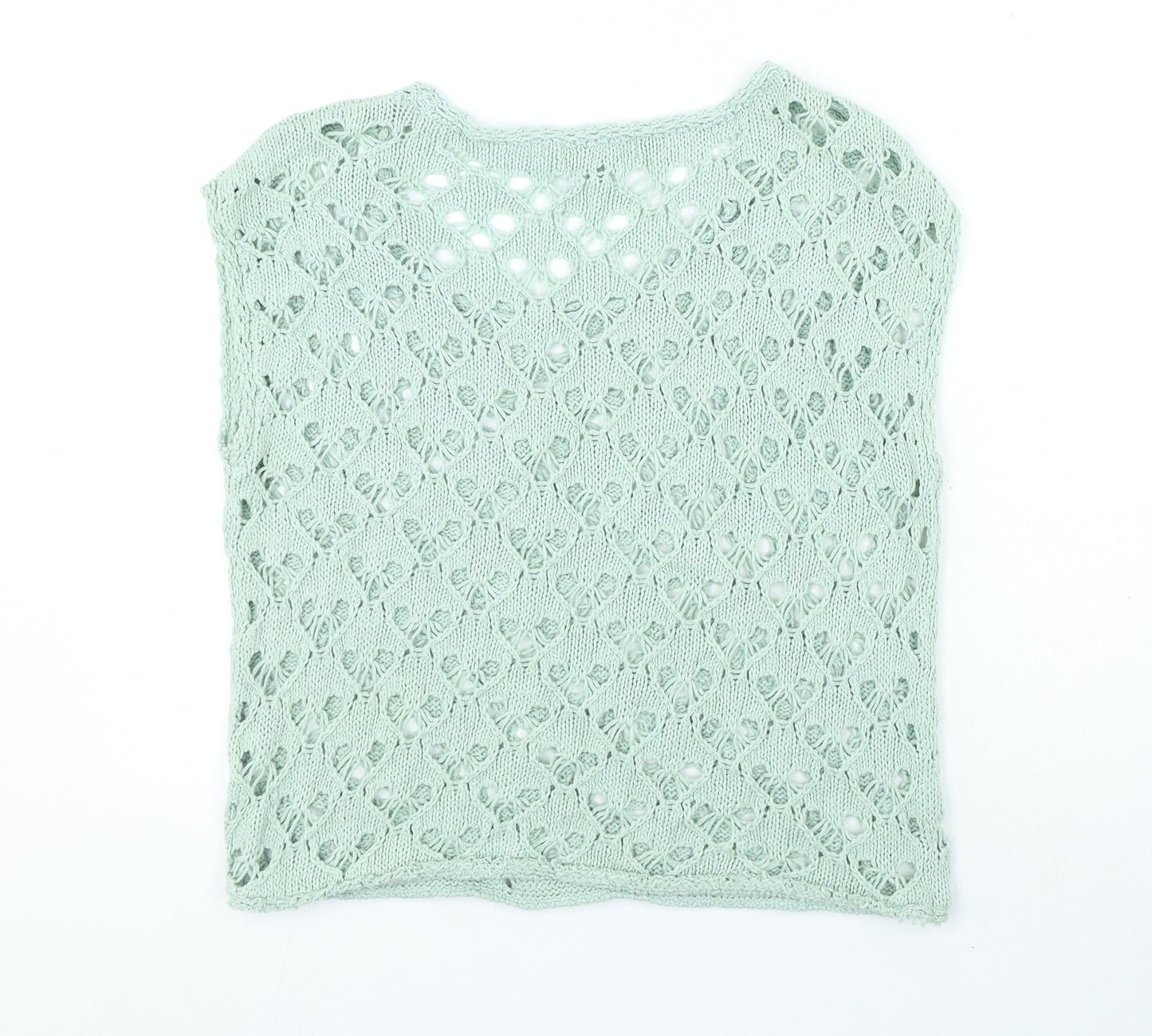 NEXT Womens Green Polyester Basic T-Shirt Size S Round Neck - Open Knit