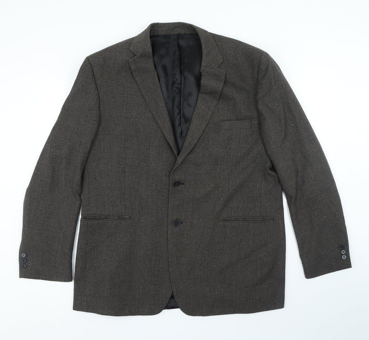 Karl Jackson Mens Brown Check Polyester Jacket Suit Jacket Size 46