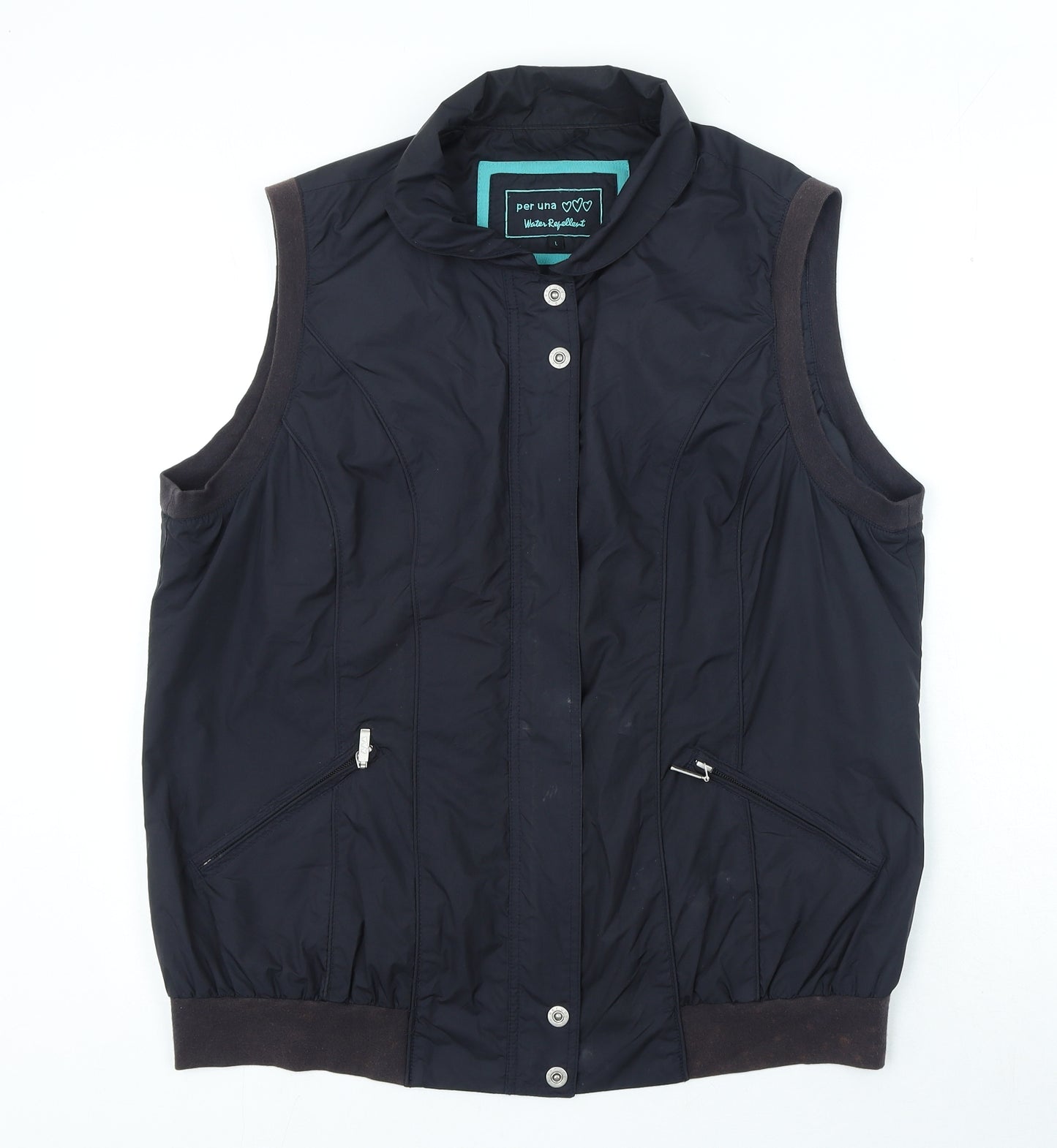 Per Una Womens Blue Gilet Jacket Size L Zip