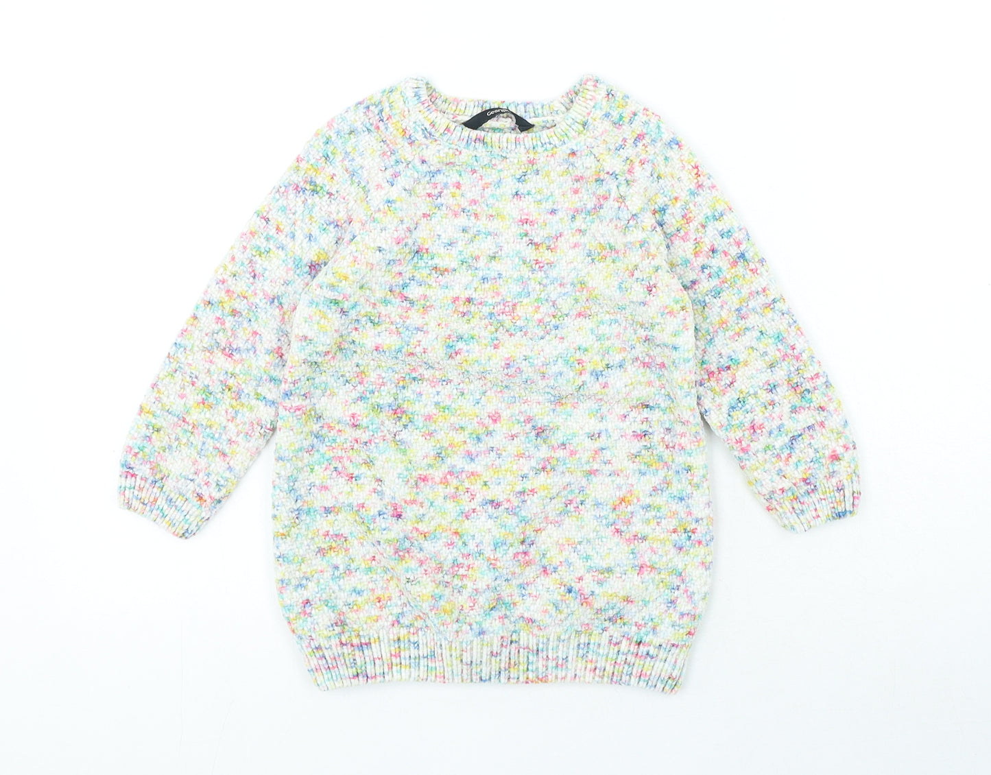 George Girls Multicoloured Crew Neck 100% Polyester Pullover Jumper Size 4-5 Years