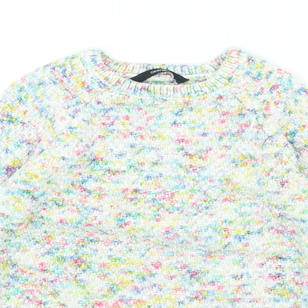 George Girls Multicoloured Crew Neck 100% Polyester Pullover Jumper Size 4-5 Years