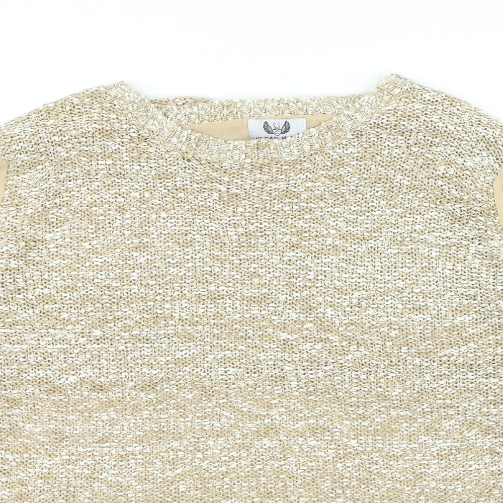 Urban Mist Womens Beige Polyester Basic Blouse Size M Round Neck