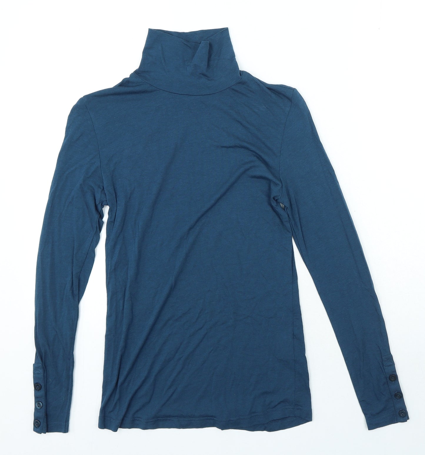 Patra Womens Blue Bamboo Jersey T-Shirt Size S High Neck