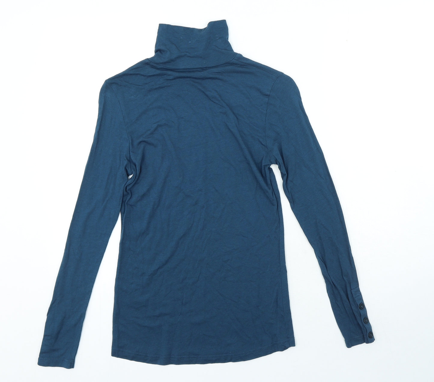 Patra Womens Blue Bamboo Jersey T-Shirt Size S High Neck