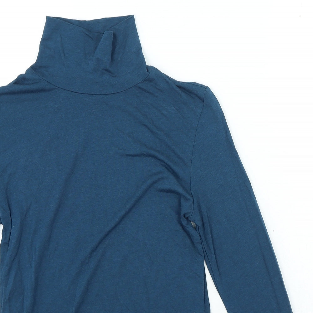 Patra Womens Blue Bamboo Jersey T-Shirt Size S High Neck