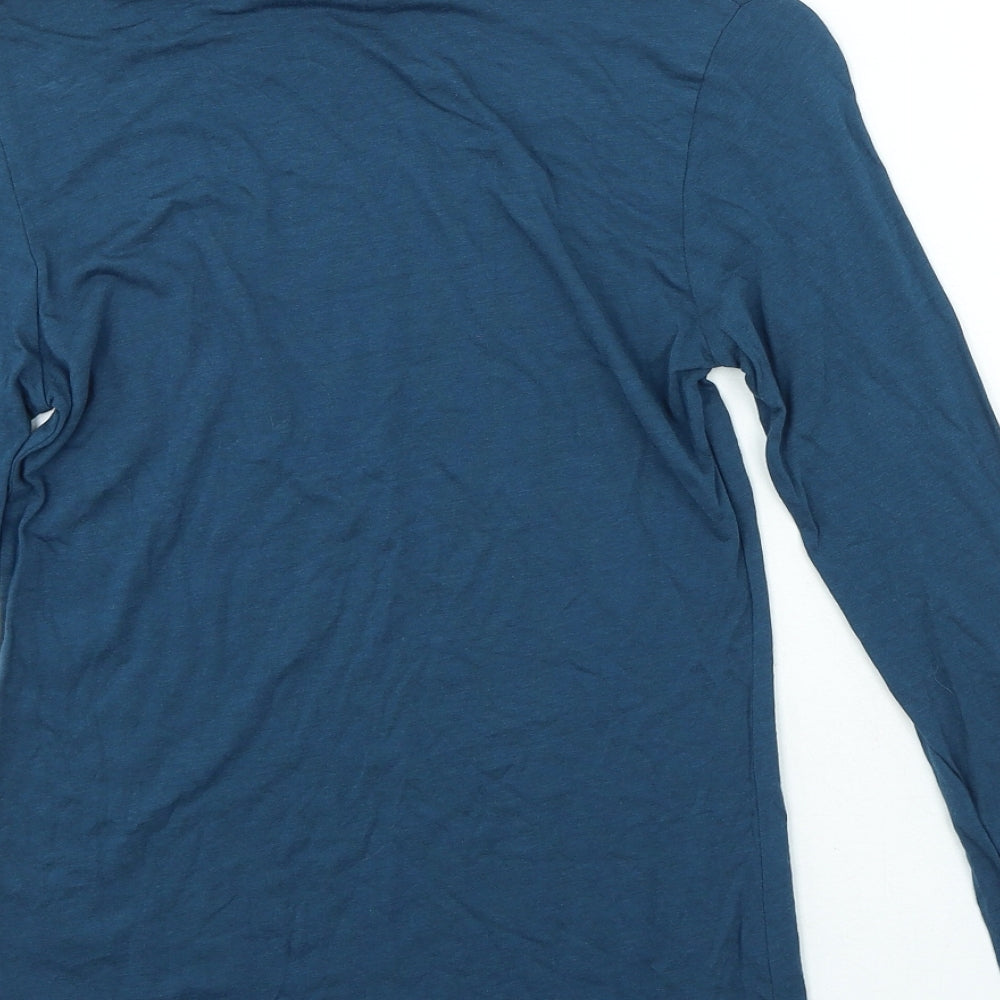 Patra Womens Blue Bamboo Jersey T-Shirt Size S High Neck