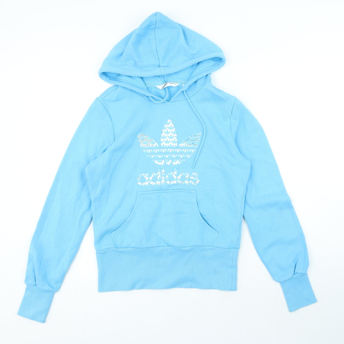 adidas Womens Blue Cotton Pullover Hoodie Size 10