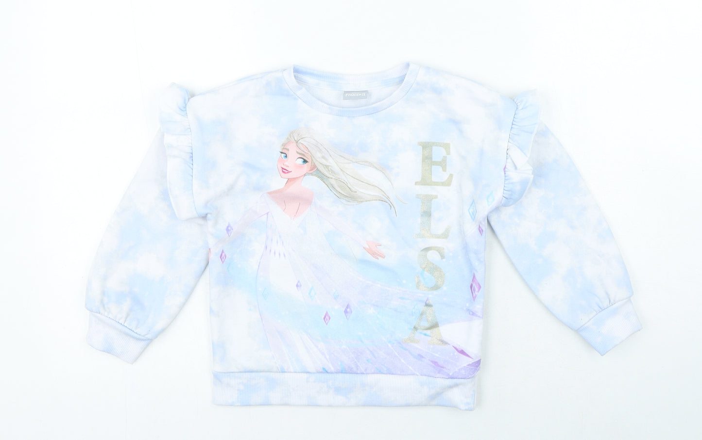 Disney Girls Blue Polyester Pullover Sweatshirt Size 5 Years Pullover - Frozen Tie Dye
