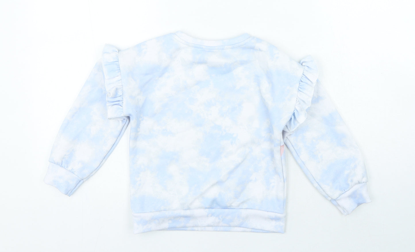 Disney Girls Blue Polyester Pullover Sweatshirt Size 5 Years Pullover - Frozen Tie Dye