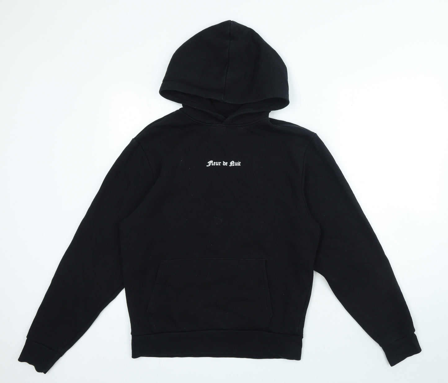 River Island Mens Black Cotton Pullover Hoodie Size XS