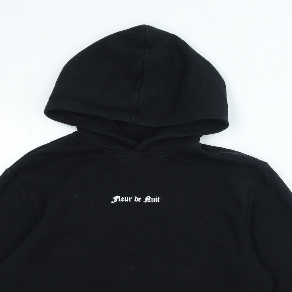 River Island Mens Black Cotton Pullover Hoodie Size XS