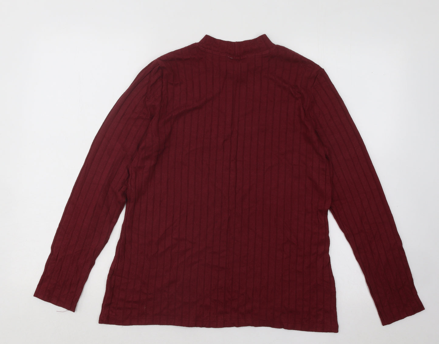 Papaya Womens Purple Mock Neck Striped Viscose Pullover Jumper Size 14
