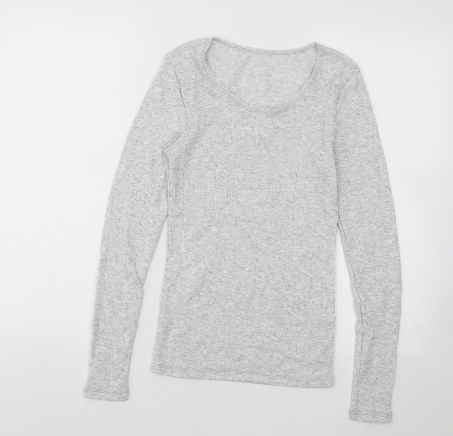 Marks and Spencer Womens Grey Scoop Neck Viscose Pullover Jumper Size 10