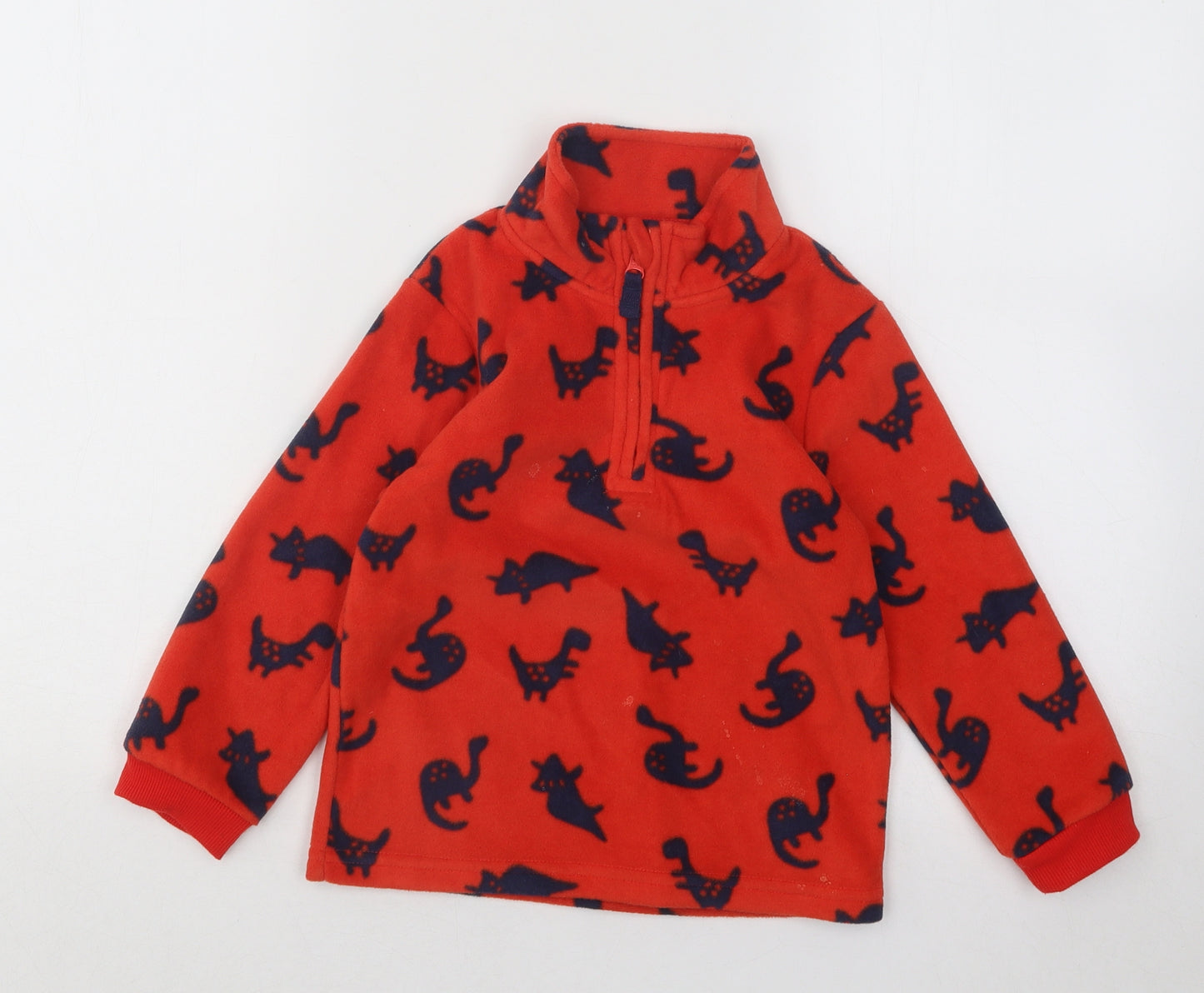 George Boys Red Geometric Polyester Pullover Sweatshirt Size 3-4 Years Zip - Dinosaur Print
