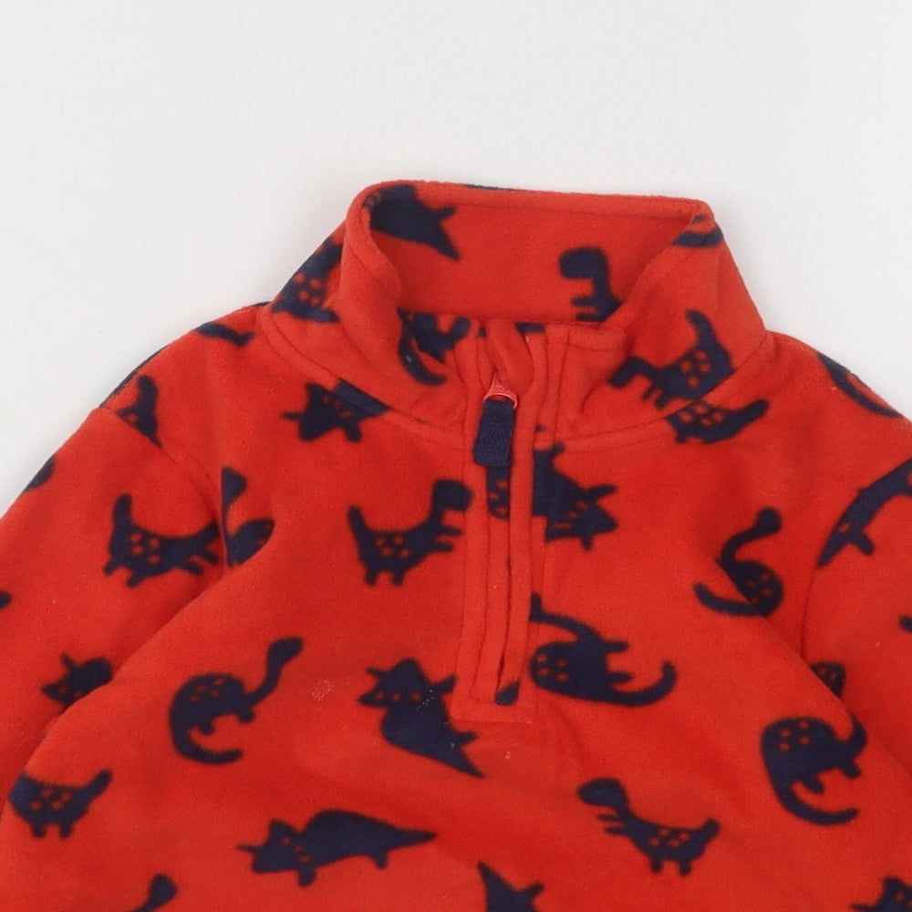 George Boys Red Geometric Polyester Pullover Sweatshirt Size 3-4 Years Zip - Dinosaur Print