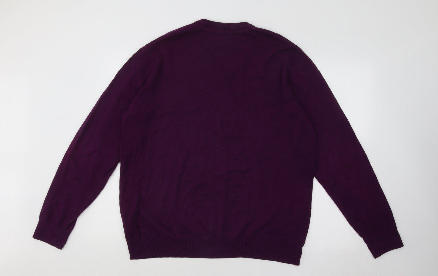 Cotton Traders Mens Purple V-Neck Cotton Pullover Jumper Size L