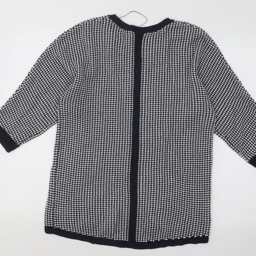 Max Studio Womens White Round Neck Geometric Cotton Pullover Jumper Size M