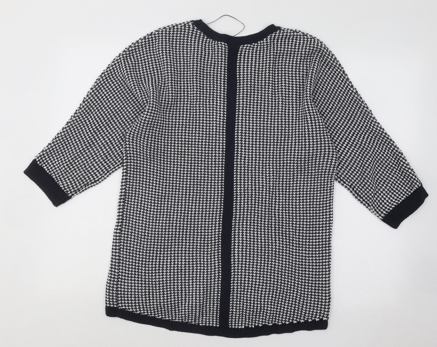 Max Studio Womens White Round Neck Geometric Cotton Pullover Jumper Size M