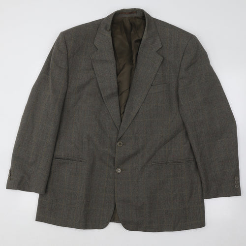SCOTT Mens Brown Plaid Polyester Jacket Suit Jacket Size 44