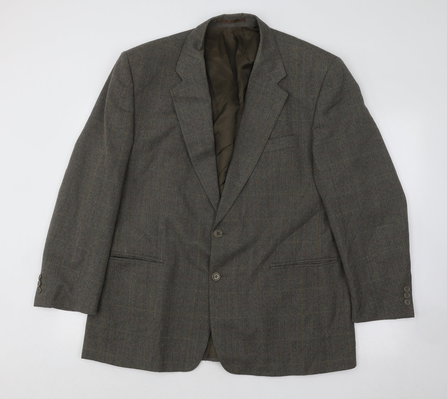 SCOTT Mens Brown Plaid Polyester Jacket Suit Jacket Size 44