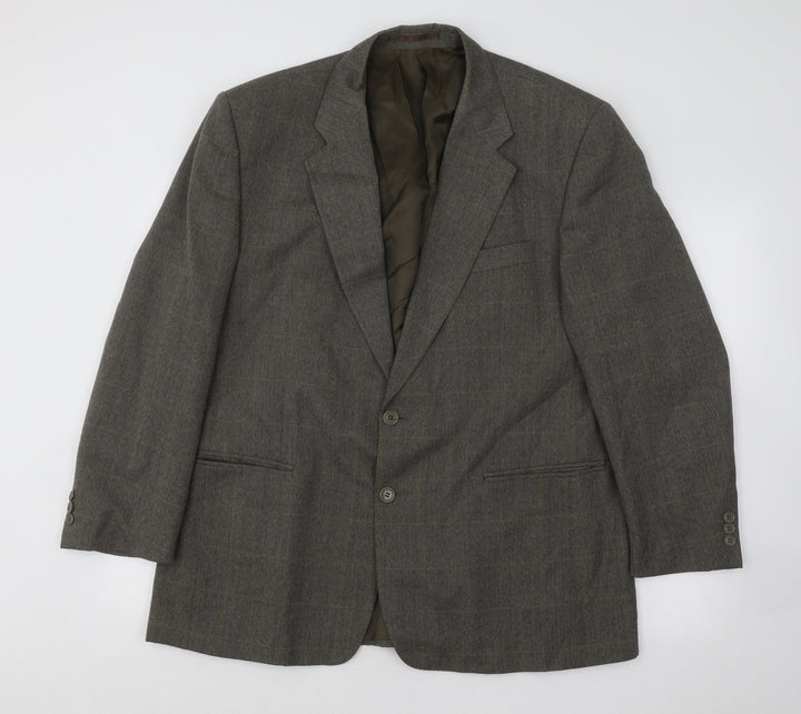 SCOTT Mens Brown Plaid Polyester Jacket Suit Jacket Size 44