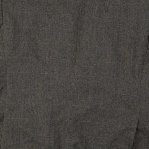 SCOTT Mens Brown Plaid Polyester Jacket Suit Jacket Size 44