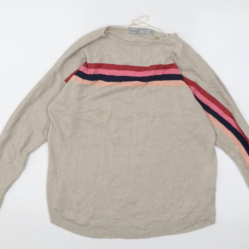 Oasis Womens Beige Round Neck Polyester Pullover Jumper Size S