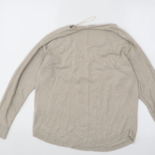 Oasis Womens Beige Round Neck Polyester Pullover Jumper Size S