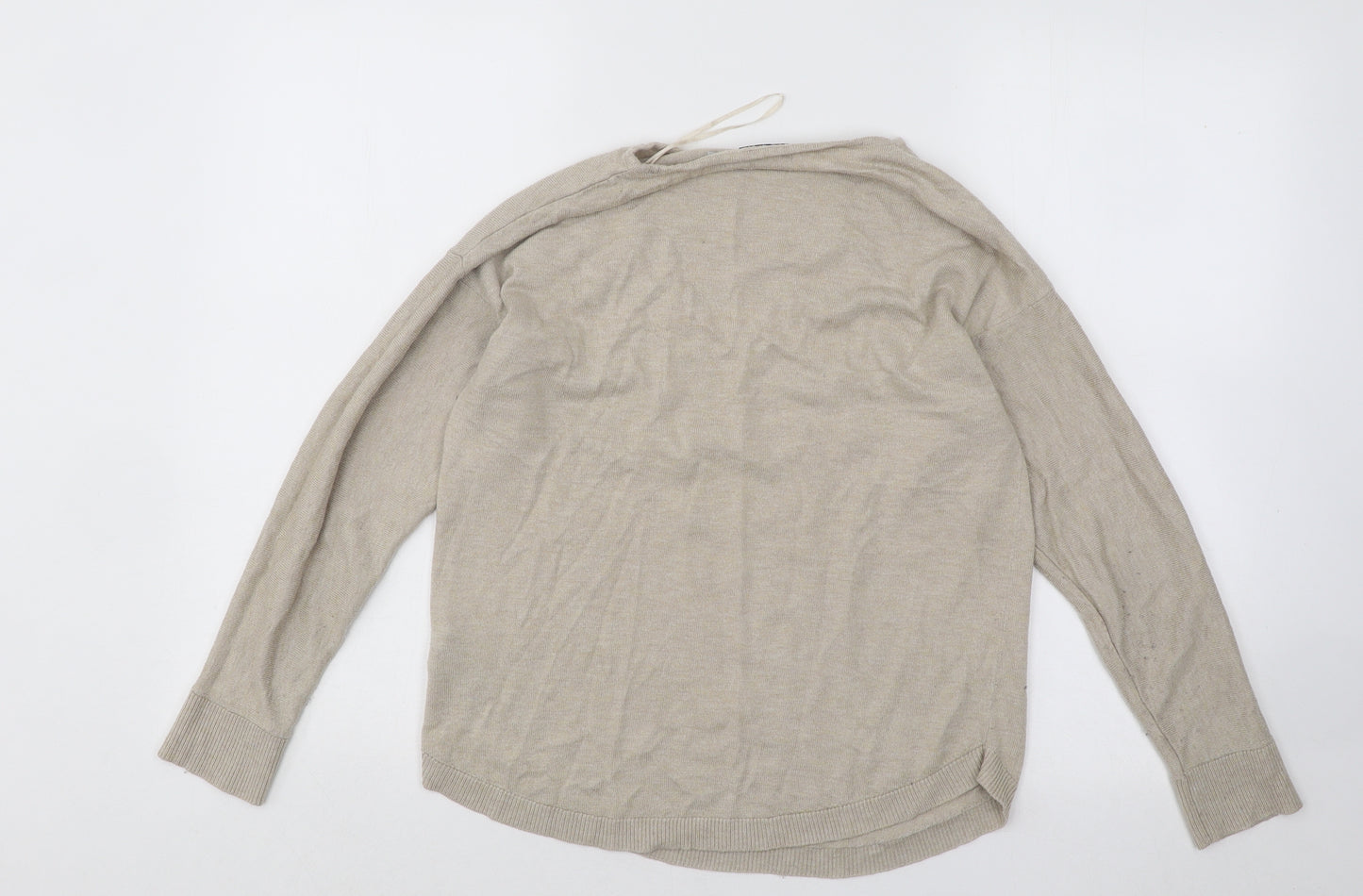 Oasis Womens Beige Round Neck Polyester Pullover Jumper Size S