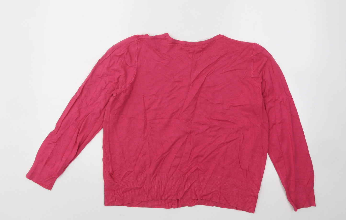 Marks and Spencer Womens Pink Round Neck Viscose Cardigan Jumper Size 16