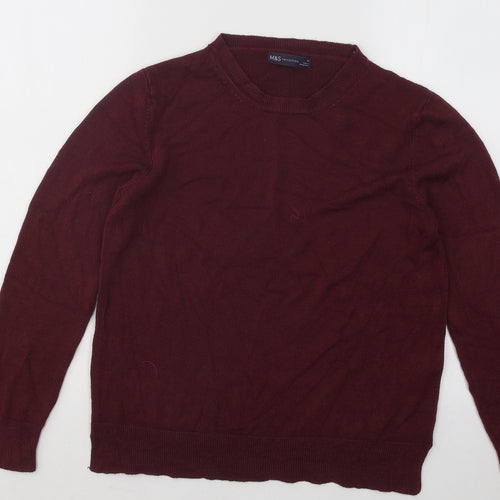 Marks and Spencer Womens Purple Round Neck Acrylic Pullover Jumper Size 14