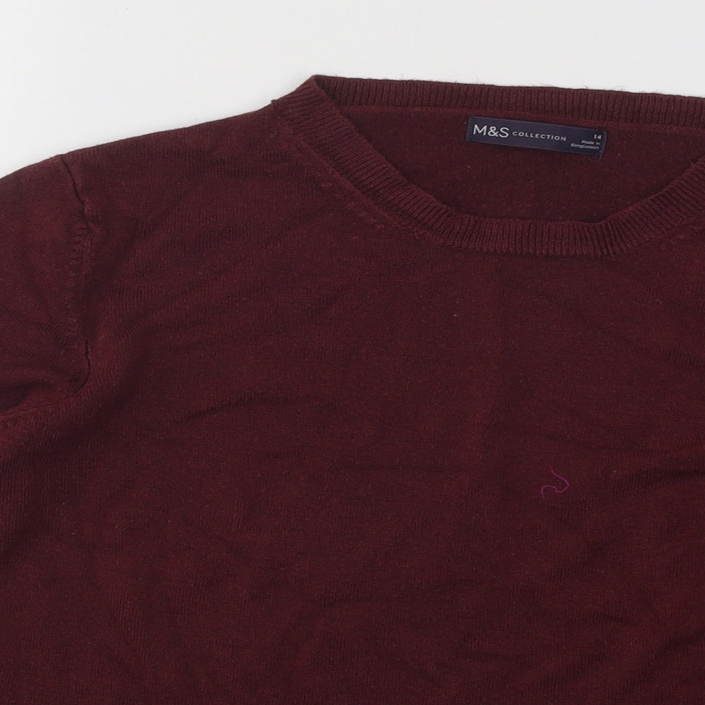 Marks and Spencer Womens Purple Round Neck Acrylic Pullover Jumper Size 14
