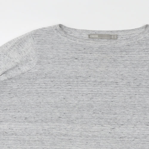 ASOS Womens Grey Round Neck Striped Polyester Pullover Jumper Size 8