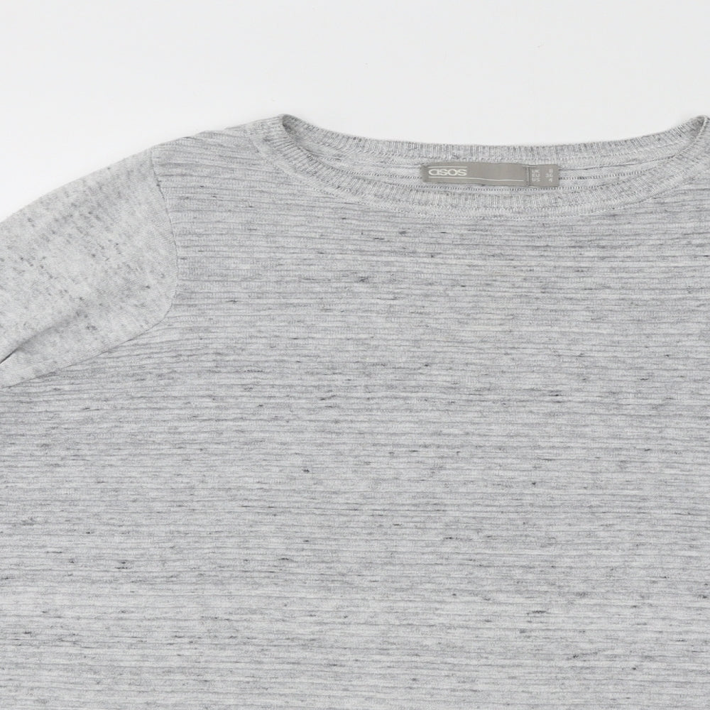 ASOS Womens Grey Round Neck Striped Polyester Pullover Jumper Size 8