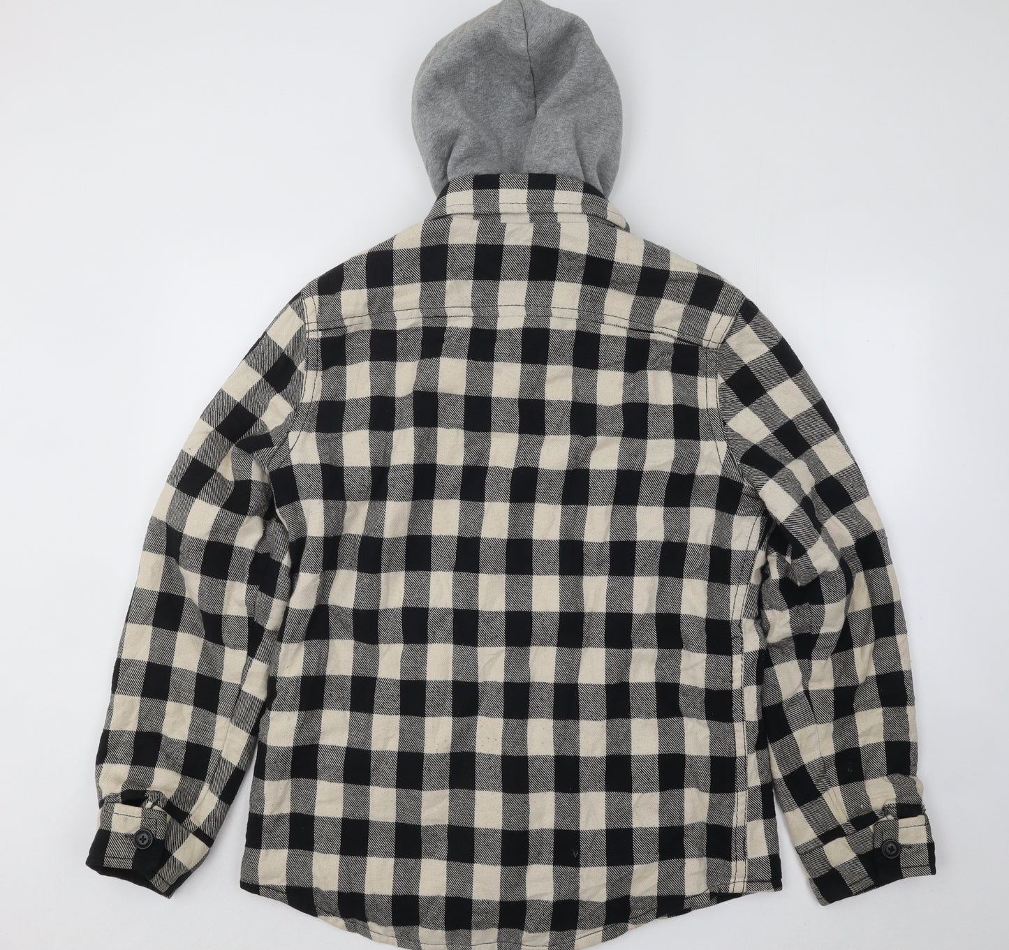 American Eagle Outfitters Mens Black Plaid Cotton Full Zip Hoodie Size M