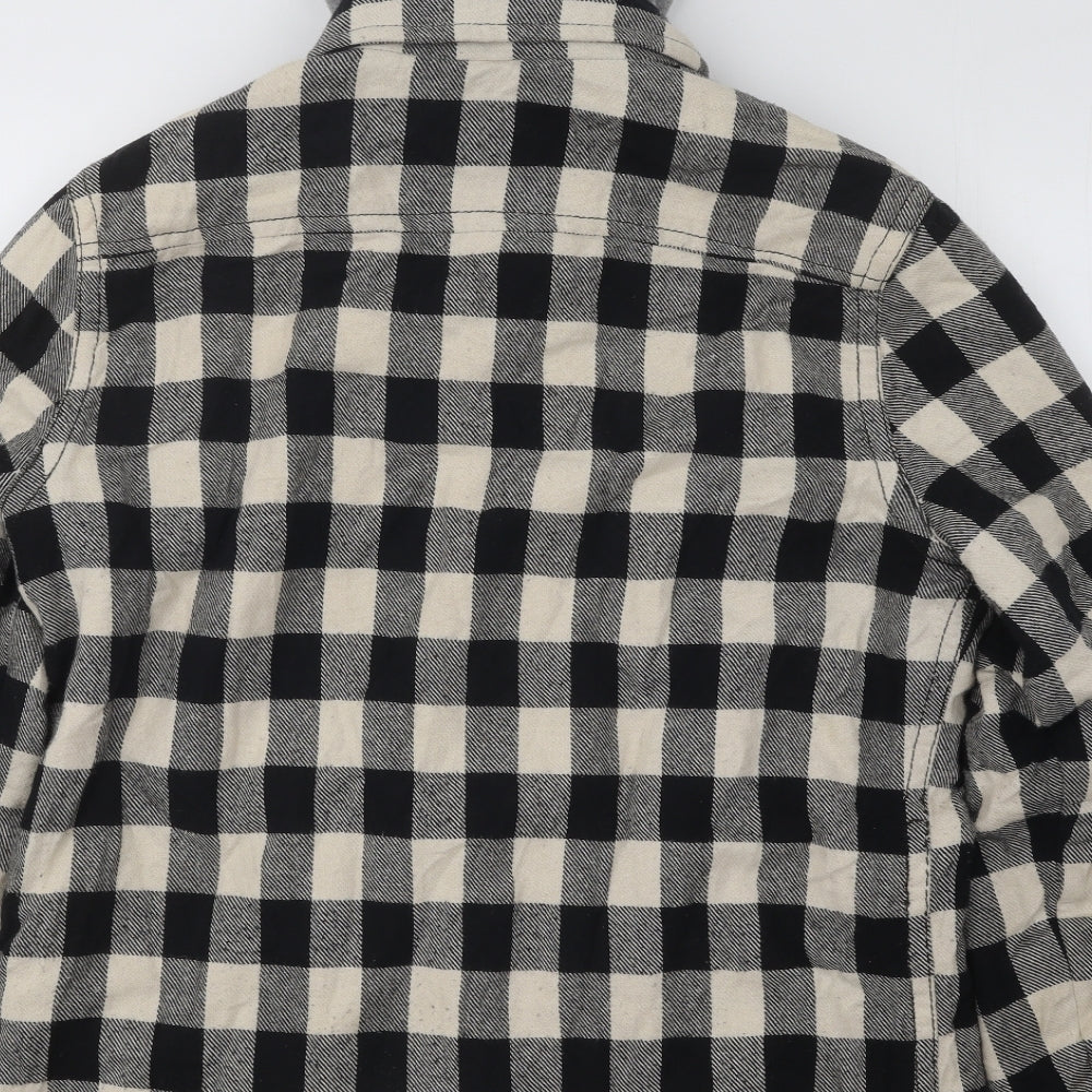 American Eagle Outfitters Mens Black Plaid Cotton Full Zip Hoodie Size M