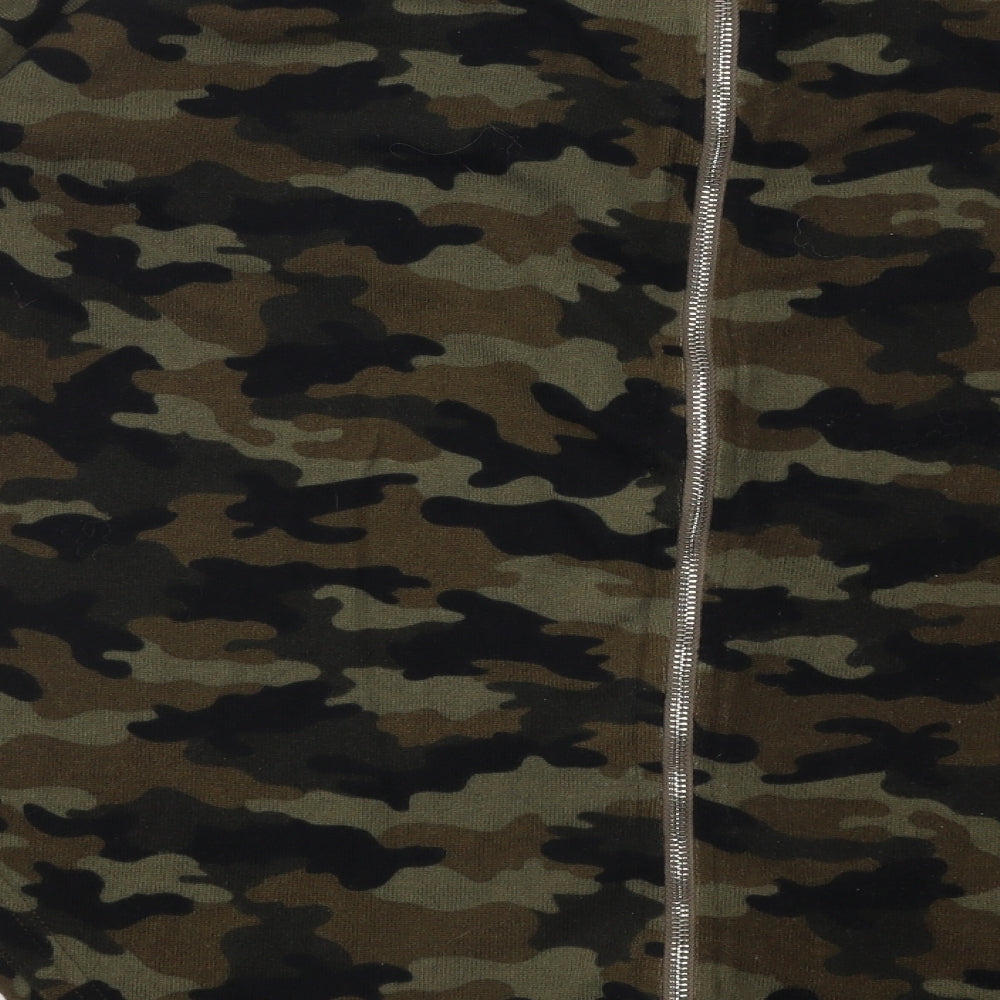 BLUE VANILLA Womens Green Round Neck Camouflage Acrylic Pullover Jumper Size S