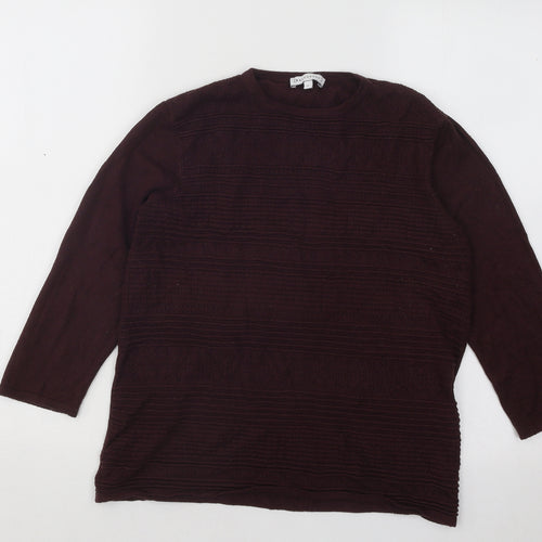 Warehouse Womens Purple Round Neck Geometric Viscose Pullover Jumper Size 12