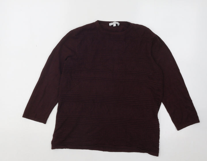 Warehouse Womens Purple Round Neck Geometric Viscose Pullover Jumper Size 12