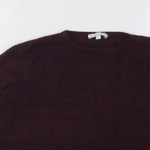 Warehouse Womens Purple Round Neck Geometric Viscose Pullover Jumper Size 12