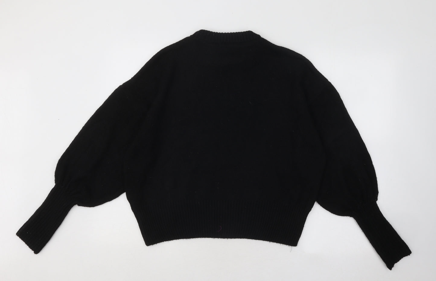 Primark Womens Black Round Neck Acrylic Pullover Jumper Size 14